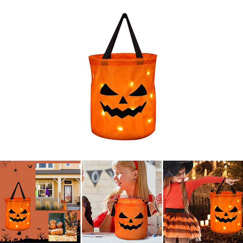 Personalized Halloween Pumpkin Tote with Glowing LED Lights