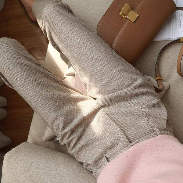Women’s Wool Winter Pants | Tailored High-Waist Flat Front | Comfortable Figure-Flattering Fabric