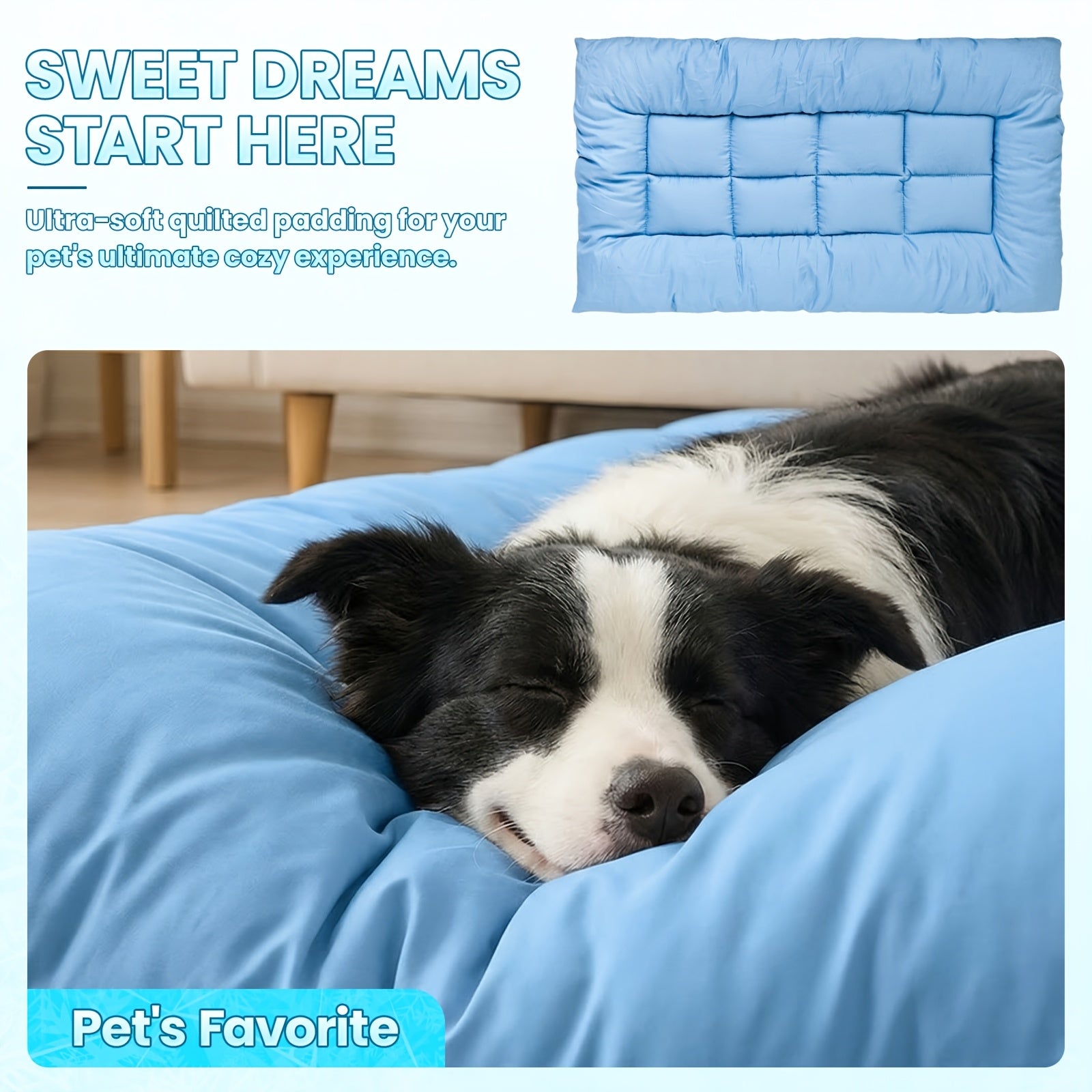 Extra-Large Summer Cooling Mat Dog Sofa Bed | Ultra-Soft, 8 Compartments, Extra-Large Plush Dog Sofa Bed | Super Soft, Thick Polyester Pet Mat with a Non-Slip Bottom | Comfortable Rectangular Sofa Suitable for Small to Large Dogs And Cats