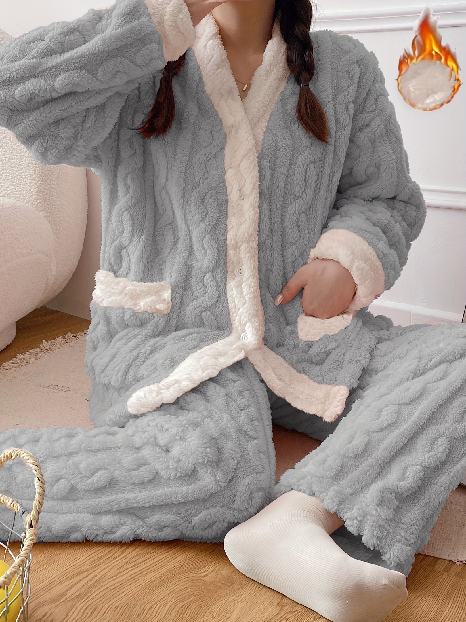 Women's Fleece Pajama Set | Long Sleeve | Winter Warmth | Polyester