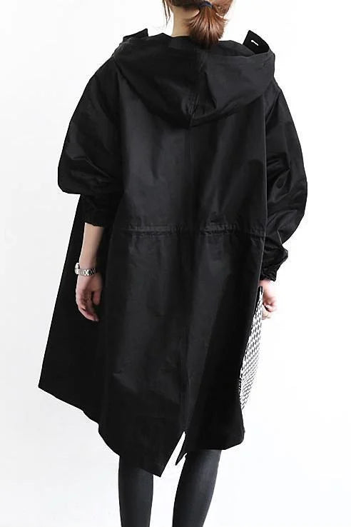 Plus-Size Rain Jacket | Hooded Longline Design | Elastic Cuffs | Comfortable Fit for All Seasons