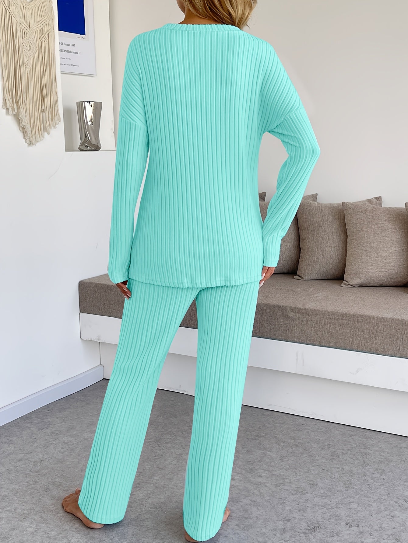 Lounge Set | Ribbed Knit | All-Day Comfort | Polyester