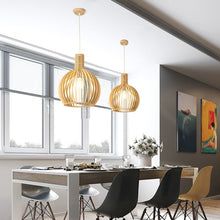 Handcrafted Wooden Pendant Light | Sustainable Wood Sphere Design | Adjustable Hanging Height | Warm Ambient Glow