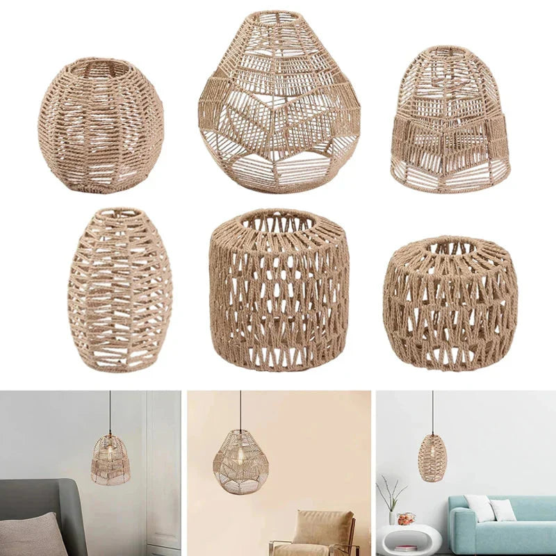 Selune — Vintage Style Simulated Rattan Lamp Shade with Warm Glow