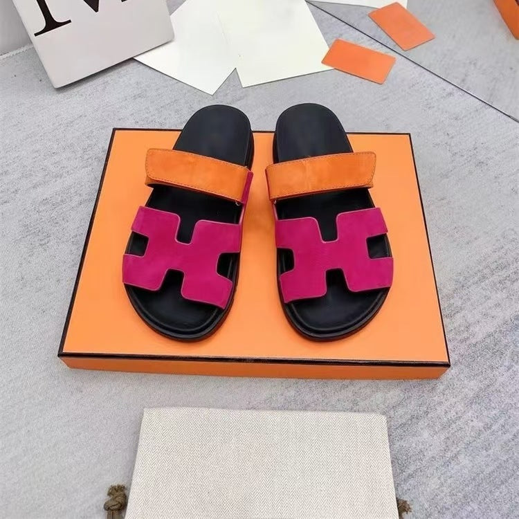 Women’s Slip-On Sandals | Dual Wide Straps with H-Cutout Design | Premium Soft Materials | Comfortable Fit