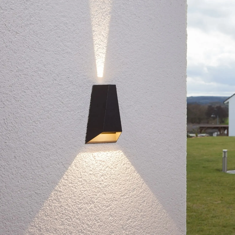 Pyramid Waterproof Outdoor Wall Lamp | IP65 Rated LED Exterior Lighting | Aluminum & Tempered Glass | Black, Gray, White | Warm & Cool White Options | Hardwired & Plug-in