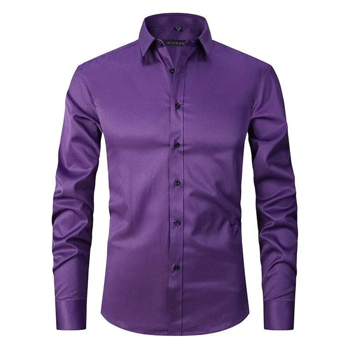 Men’s Stretch Button-Down Dress Shirt | Wrinkle Resistant & Breathable Fabric | Slim Fit Design | Comfortable Fit