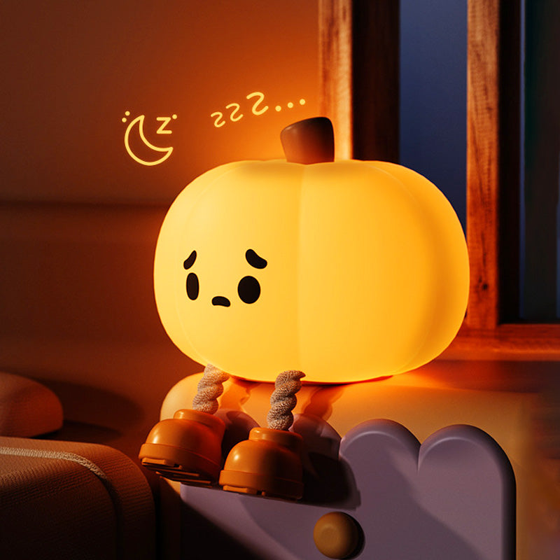 Silicone Pumpkin Night Light with Dimmable Glow for Halloween Decor