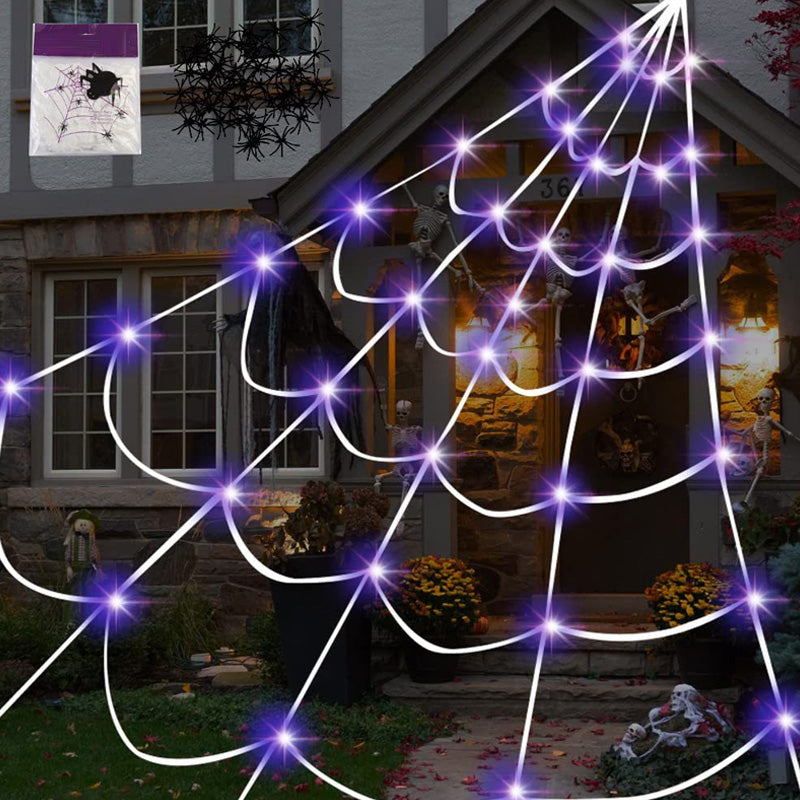 Halloween Spider Web Hanging Light with Timer for Indoor & Outdoor Decor