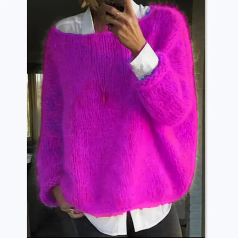 Women’s Sweater | Oversized Fuzzy Knit & Off-Shoulder | High-Quality Fabric | Warm Comfort for Autumn and Winter