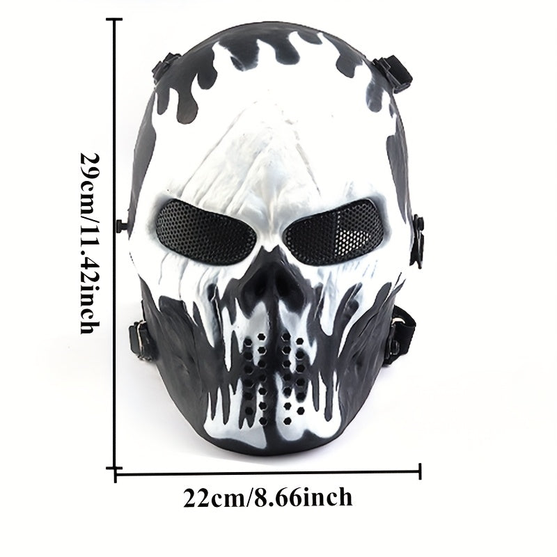 Halloween Skull Mask with Black and White Camouflage Design – Lightweight Polyester
