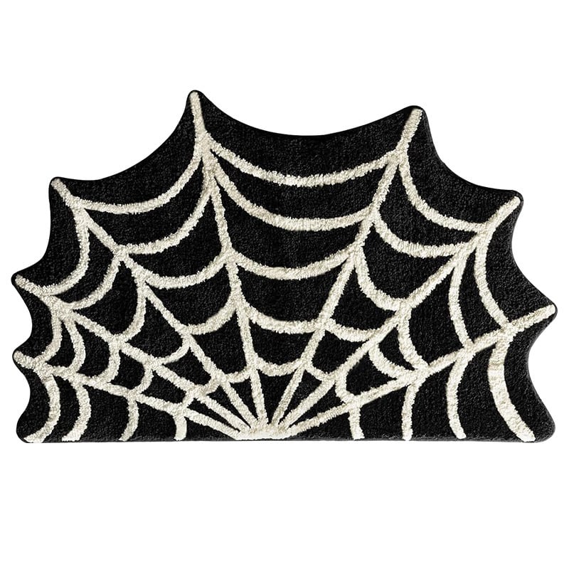 Halloween Spider Web Area Rug with Non-Slip Backing for Indoor Decor