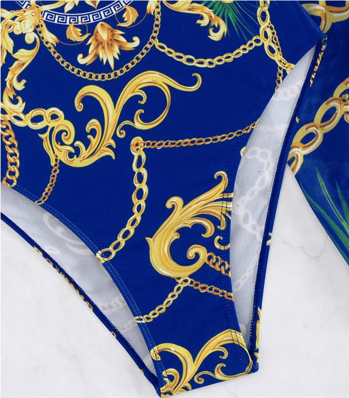 Women’s One-Piece Swimsuit | Built-In Push-Up Bra | Matching Beach Skirt | Elegant Design