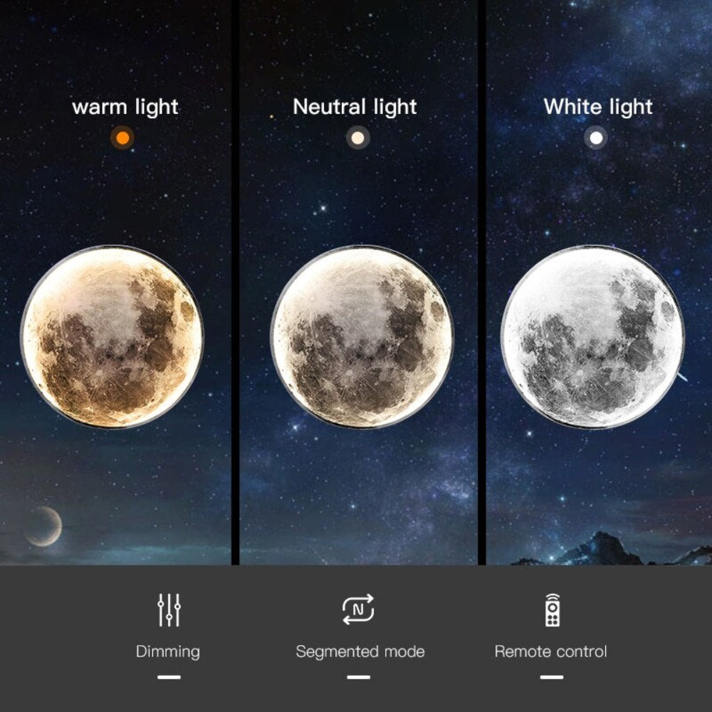 3D LED Moon or Earth Wall and Ceiling Light | Realistic Floating Design | Dimmable Brightness & Remote Control | Easy Installation