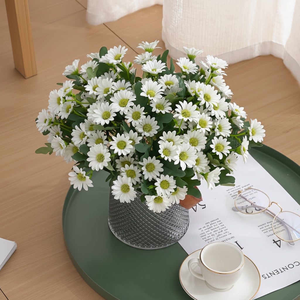 Cheerful Daisy Faux Flower Arrangement for Home Decor