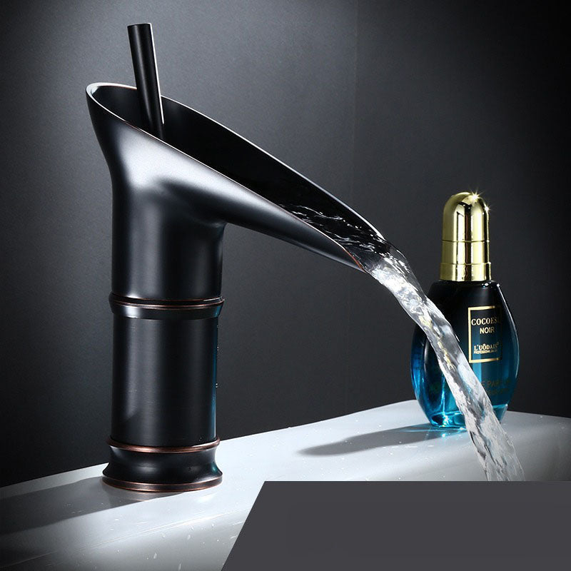 Valloren — Vintage Brass Waterfall Bathroom Faucet with Smooth Flow