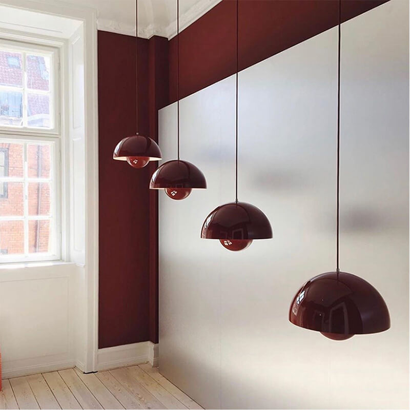 Dome Pendant Light | Nordic-Inspired Semicircle Design | Metal Construction | Adjustable Suspension Cord