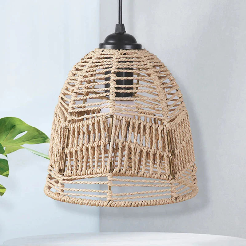 Selune — Vintage Style Simulated Rattan Lamp Shade with Warm Glow