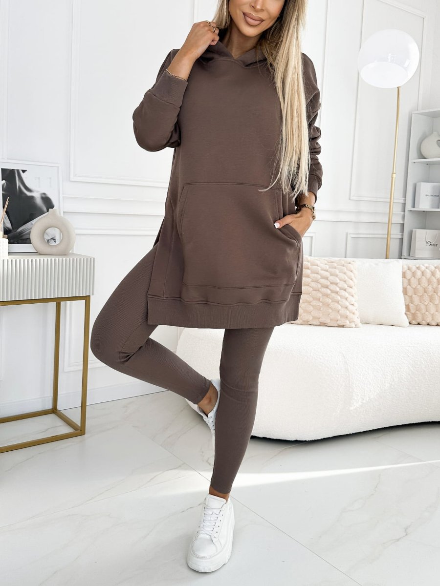 Women’s Two-Piece Hoodie & Leggings Set | Pleated Leggings & Oversized Hoodie | Soft Fabric | Comfortable Fit