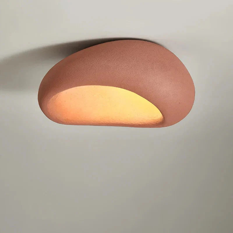 Ceiling Light | Pebble-Shaped Wabi-Sabi Design | Resin & Metal | Warm White LED Ambient Lighting