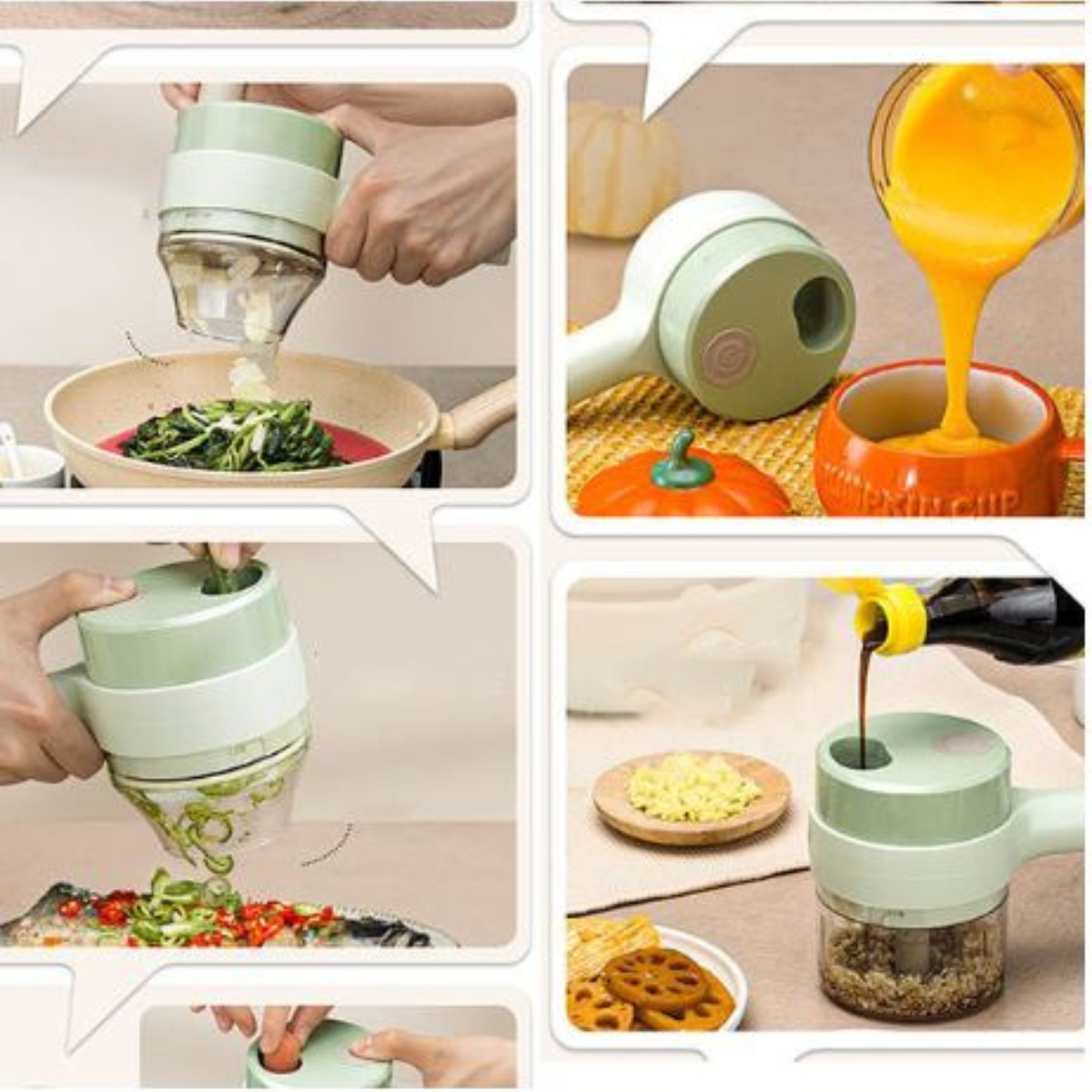 USB Rechargeable 4-in-1 Electric Food Chopper