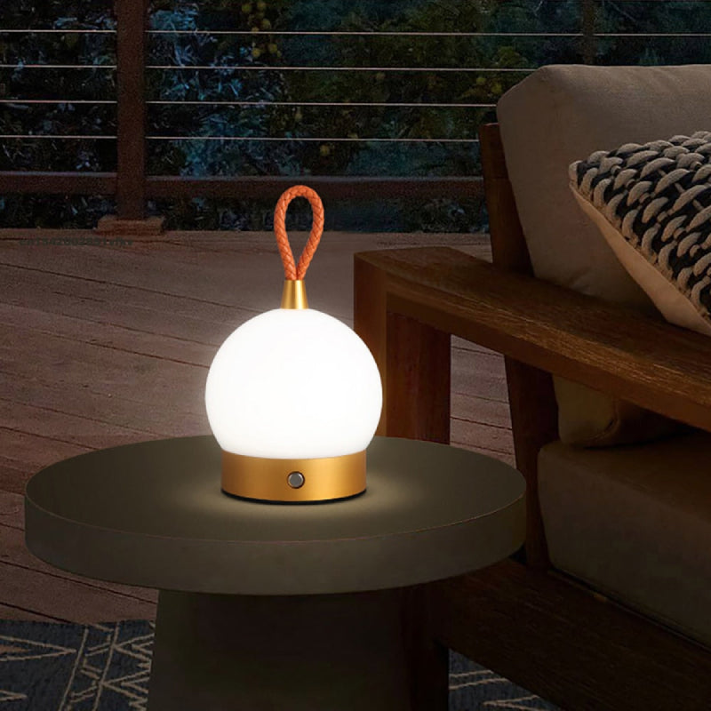 Timmy Orb Waterproof Cordless LED Lamp | Rechargeable Battery 7-9h | Touch Dimmable | IP65 Outdoor Indoor | Aluminum PU Leather | Black Silver Gold