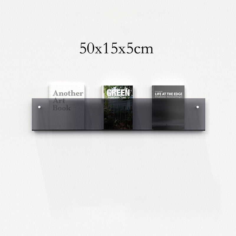 Wall-Mounted Magazine Holder | Floating Acrylic Design | 50cm Wide & Eco-Friendly | Space-Saving Storage