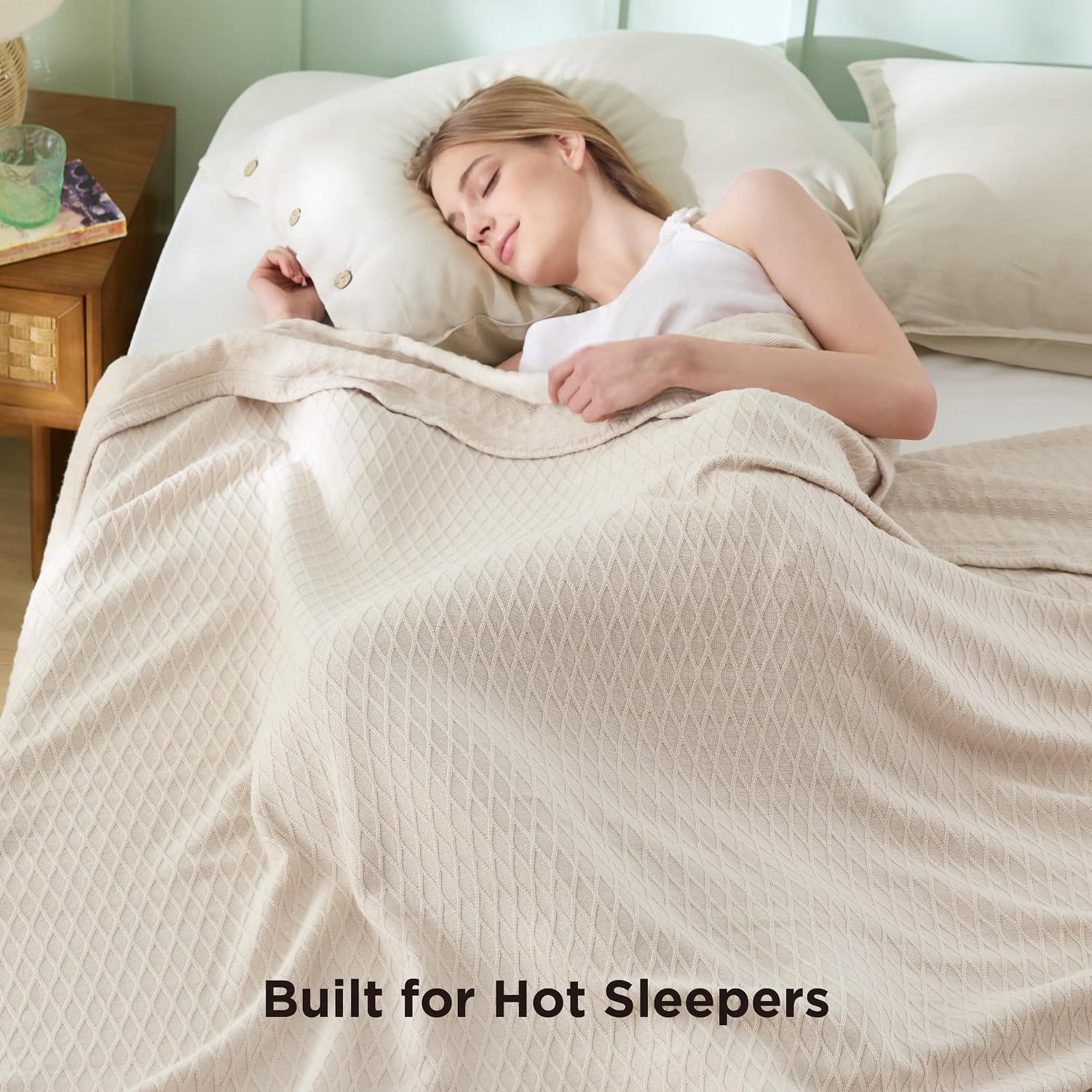 Cooling Bamboo Rayon Throw Blanket for Hot Sleepers - Lightweight Summer Comfort
