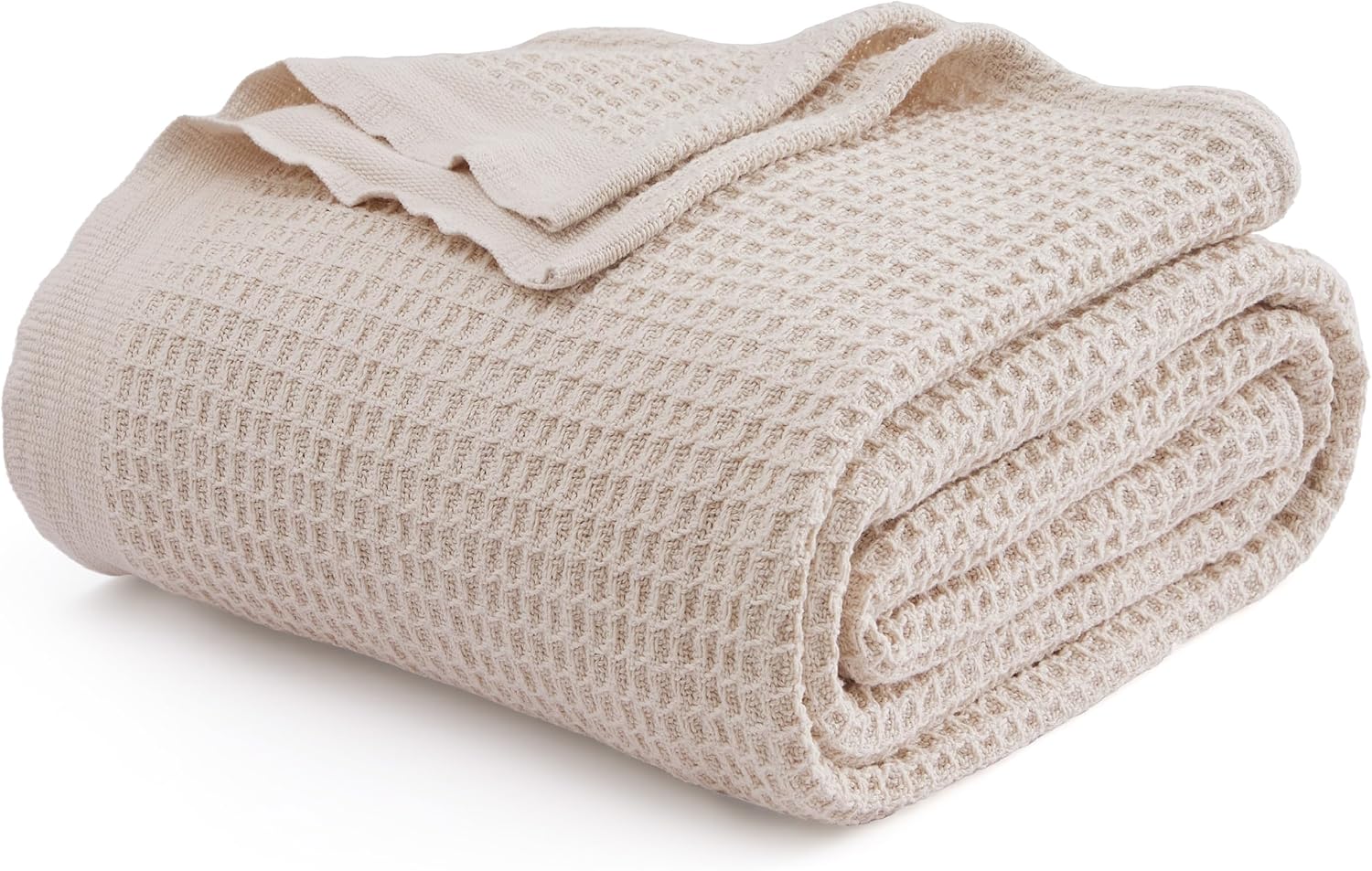 Queen Blanket Made of 100% Cotton with Cooling Waffle Weave for Summer