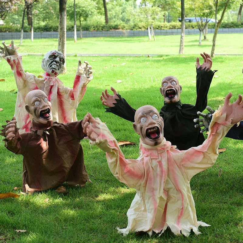 Sound-Activated Swinging Ghost Halloween Decoration with LED Eyes