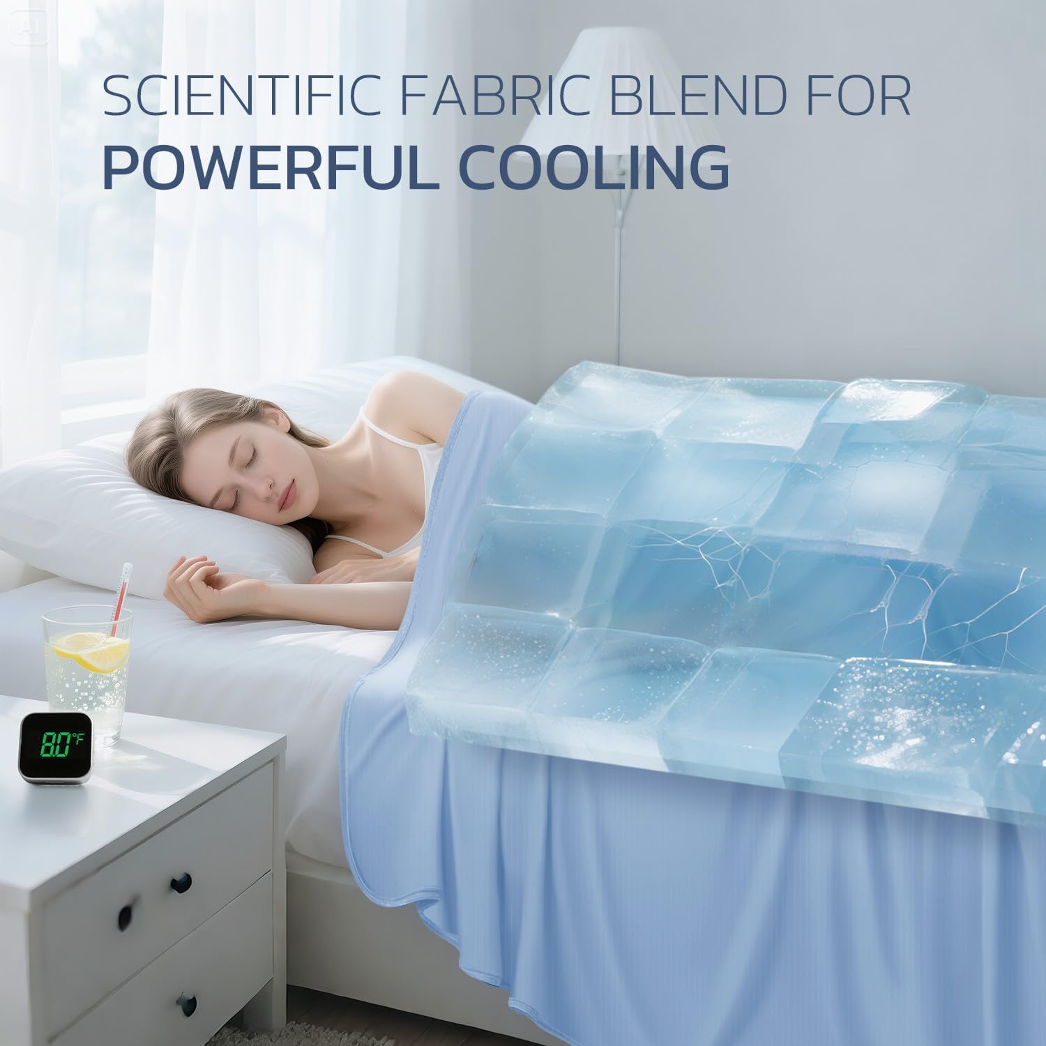 Queen Size Lightweight Cooling Blanket for Hot Sleepers with Q-Max >0.4
