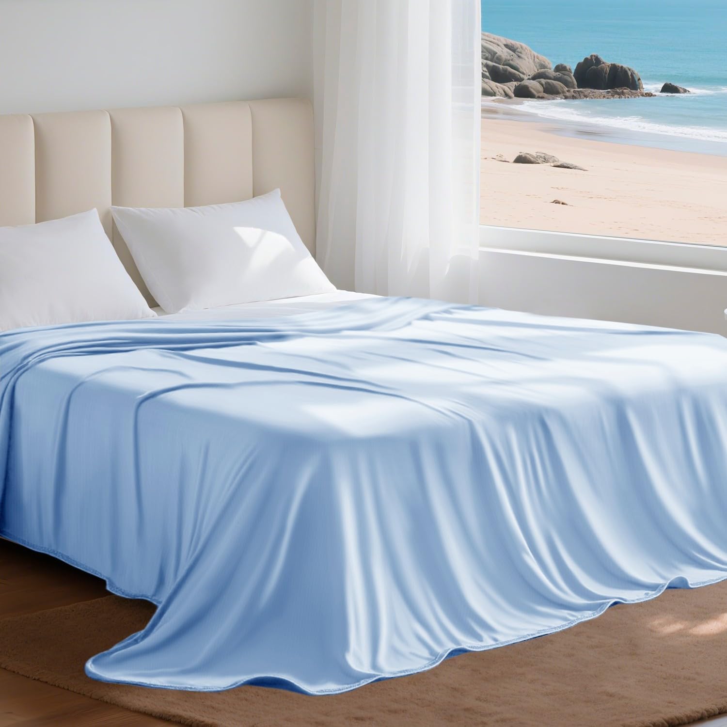 Queen Size Lightweight Cooling Blanket for Hot Sleepers with Q-Max >0.4