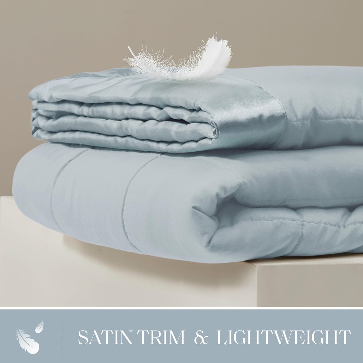 Lightweight Down Alternative Blanket with Moisture-Wicking – All Season Bed Cover with Satin Trim