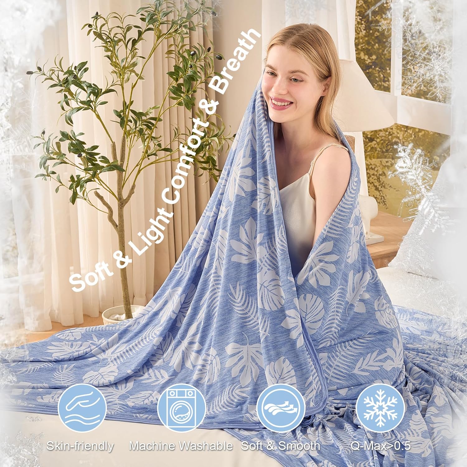 Cooling Blanket for Hot Sleepers - Lightweight Summer Throw with Breathable Fabric