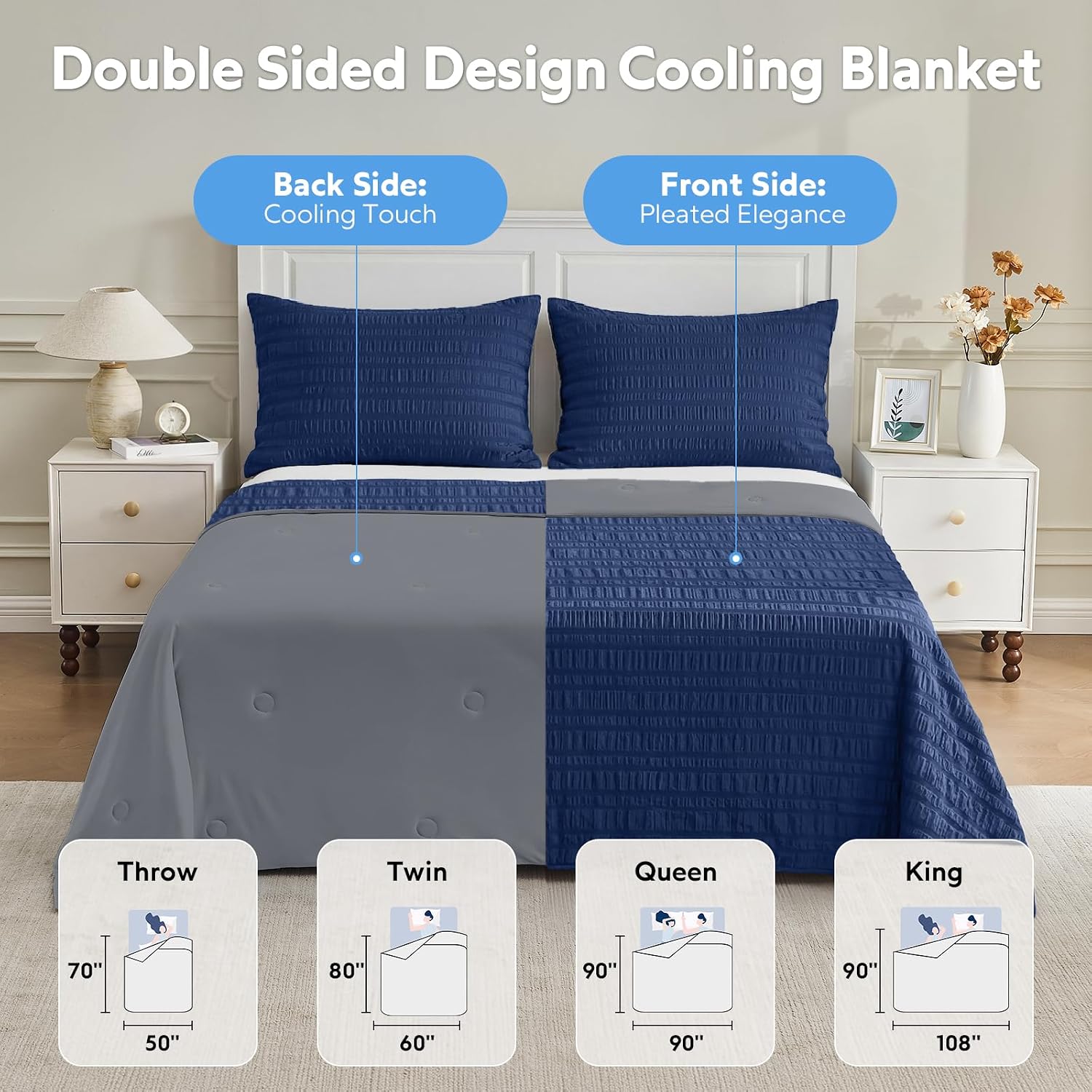 Lightweight Cooling Blanket with Dual-Sided Design for Warm Sleepers