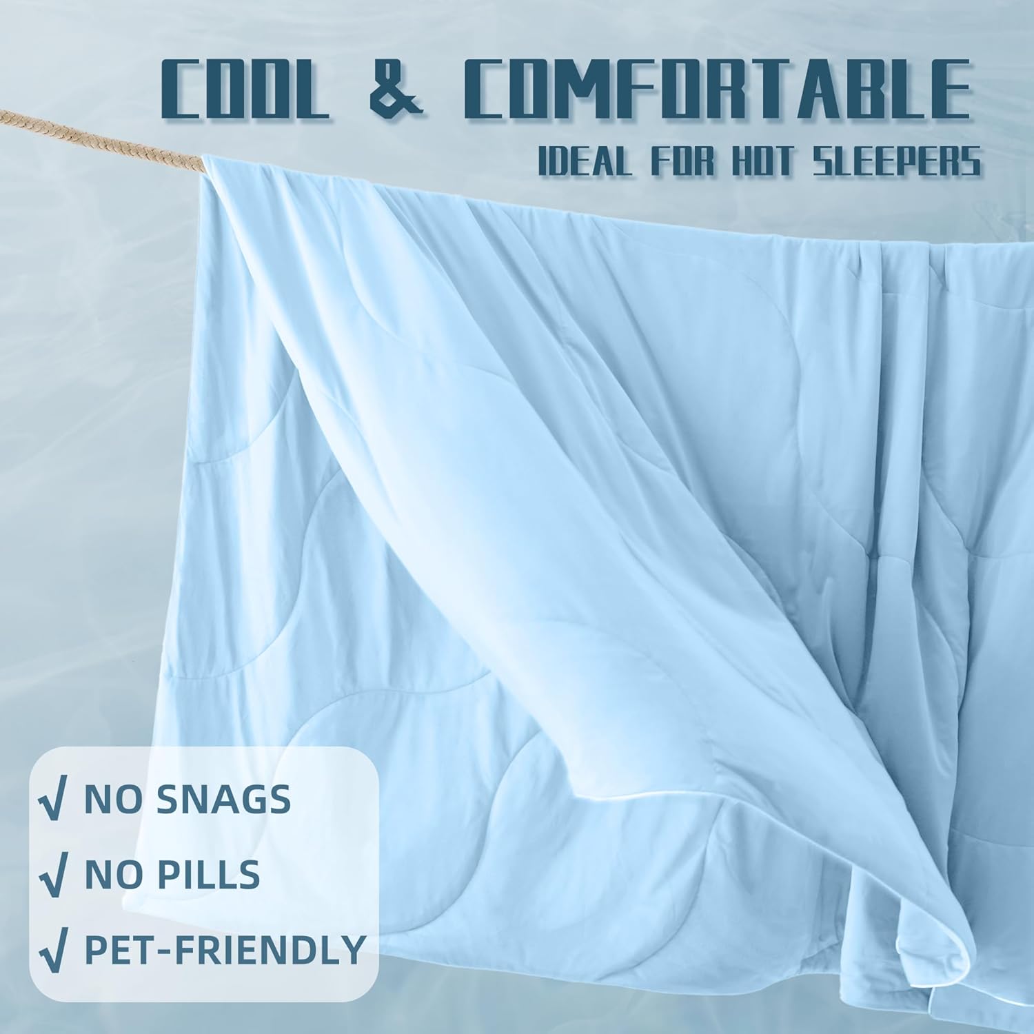 Lightweight Cooling Blanket Set with Pillowcases | Moisture-Wicking Fabric