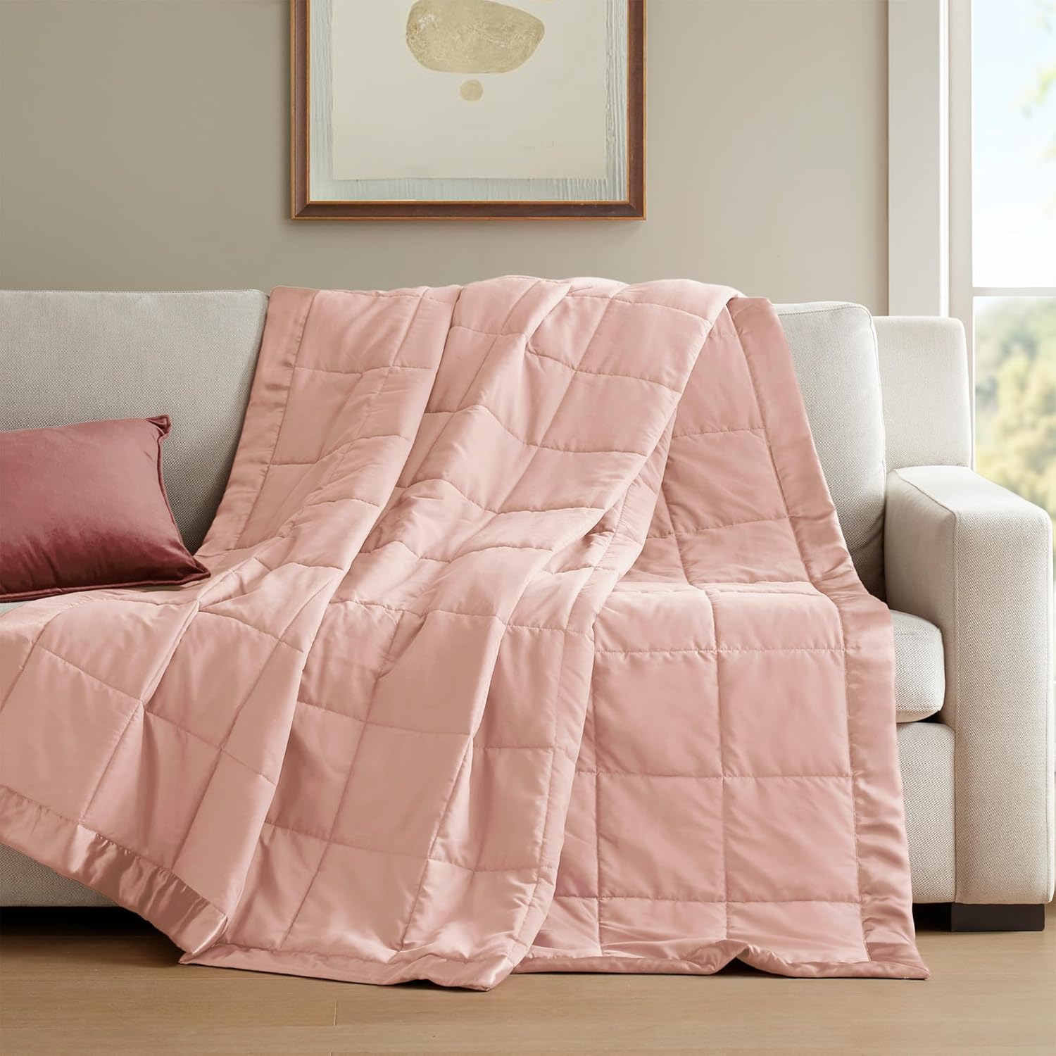 Lightweight Down Alternative Blanket with Moisture-Wicking – All Season Bed Cover with Satin Trim