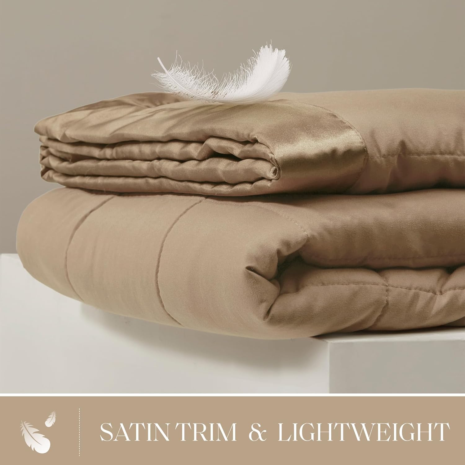 Lightweight Down Alternative Blanket with Moisture-Wicking – All Season Bed Cover with Satin Trim