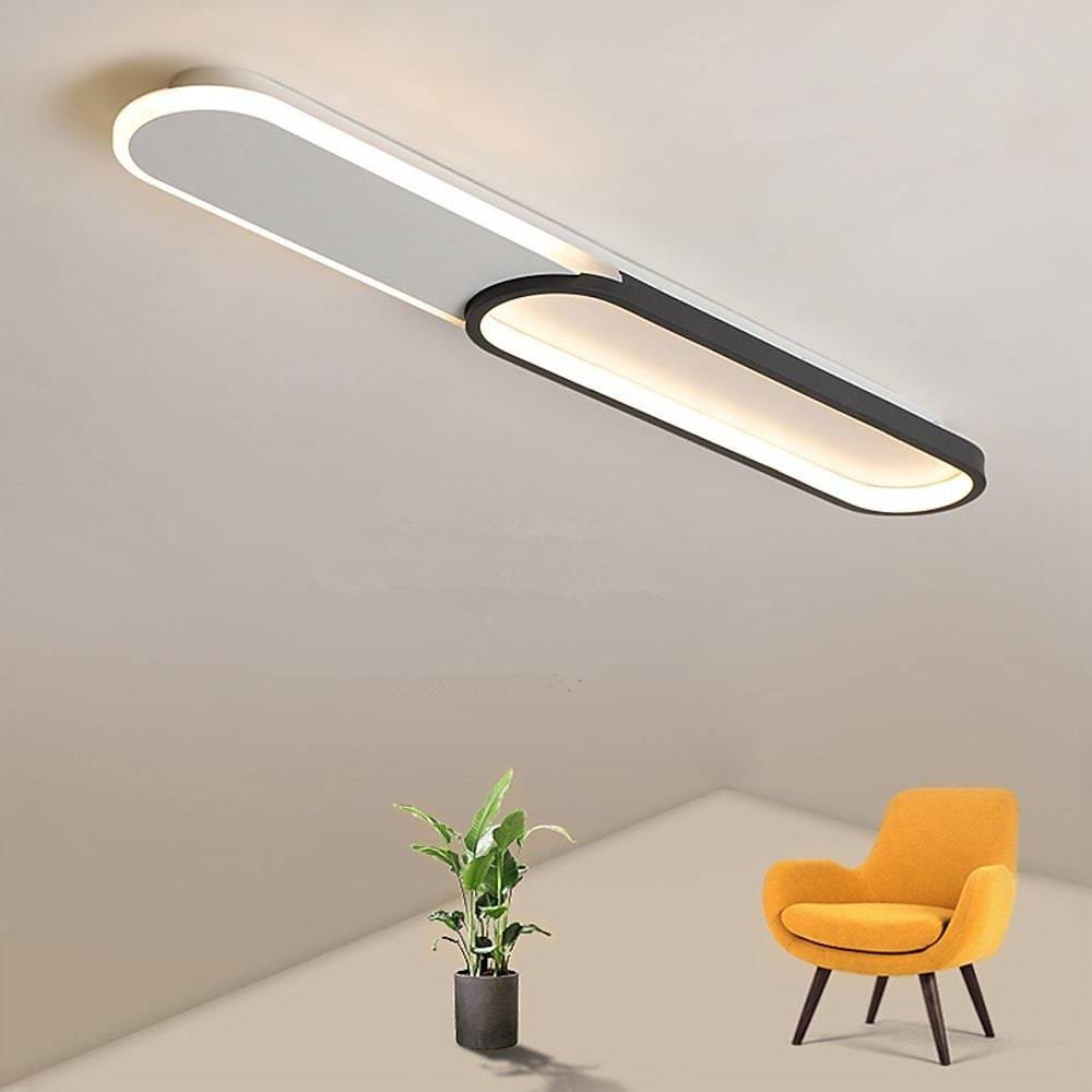 2-Light Rectangle Flush Mount Ceiling Light - Minimalist LED Light by Taavita