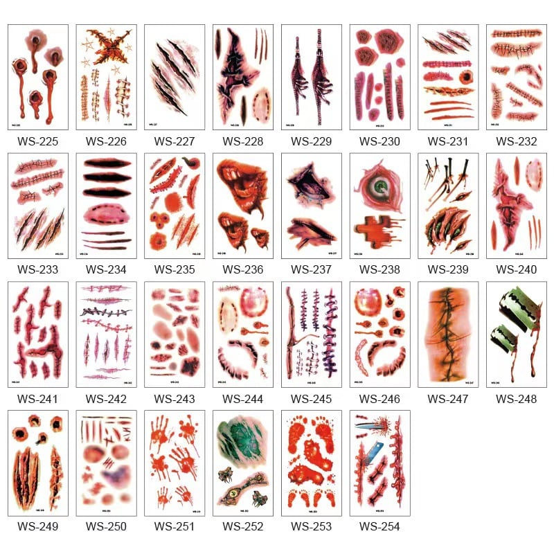 Halloween Temporary Tattoos for Face & Body – Realistic & Easy to Remove