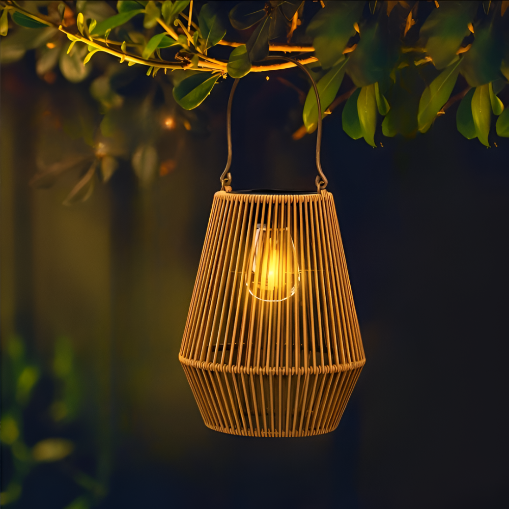 Liora — Solar Outdoor Lamp with Rattan-Style Warm LED Light