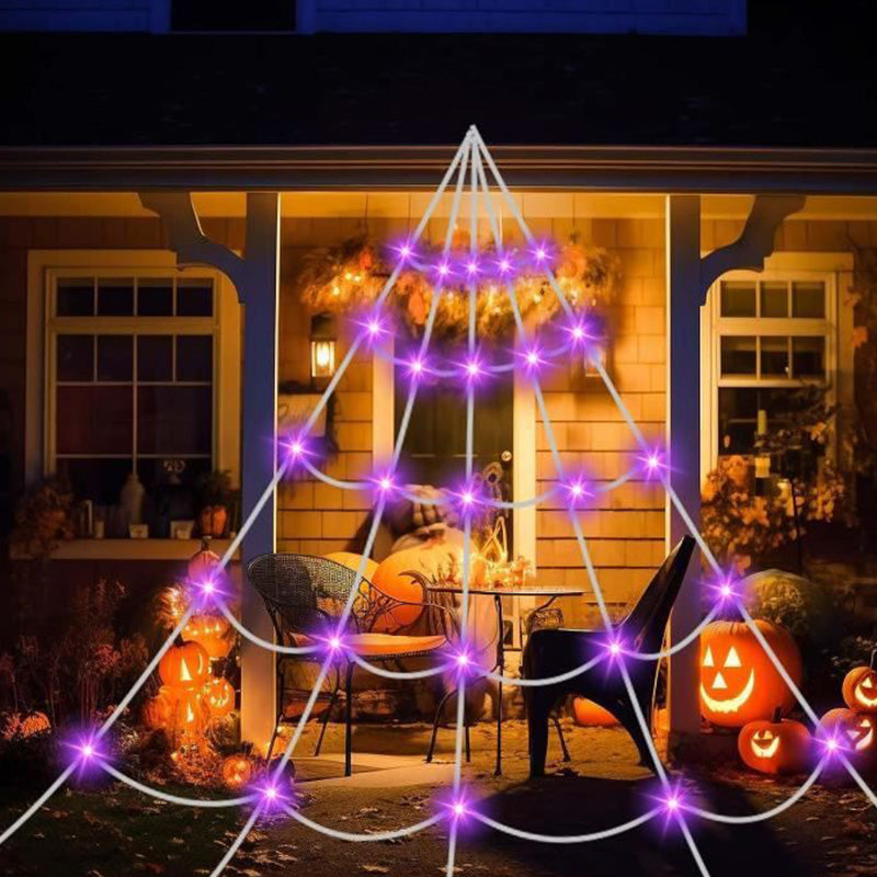 Halloween Spider Web Hanging Light with Timer for Indoor & Outdoor Decor