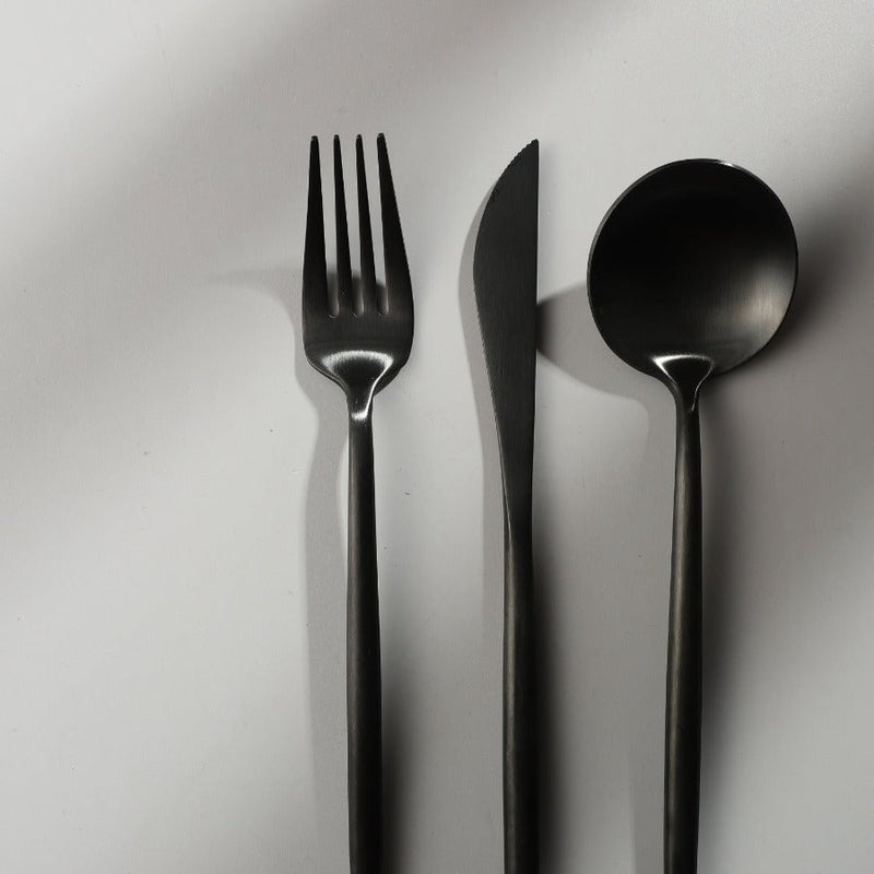 Flatware Set | Minimalist Design | Stainless Steel with Matte Titanium Coating | Durable & Food-Safe