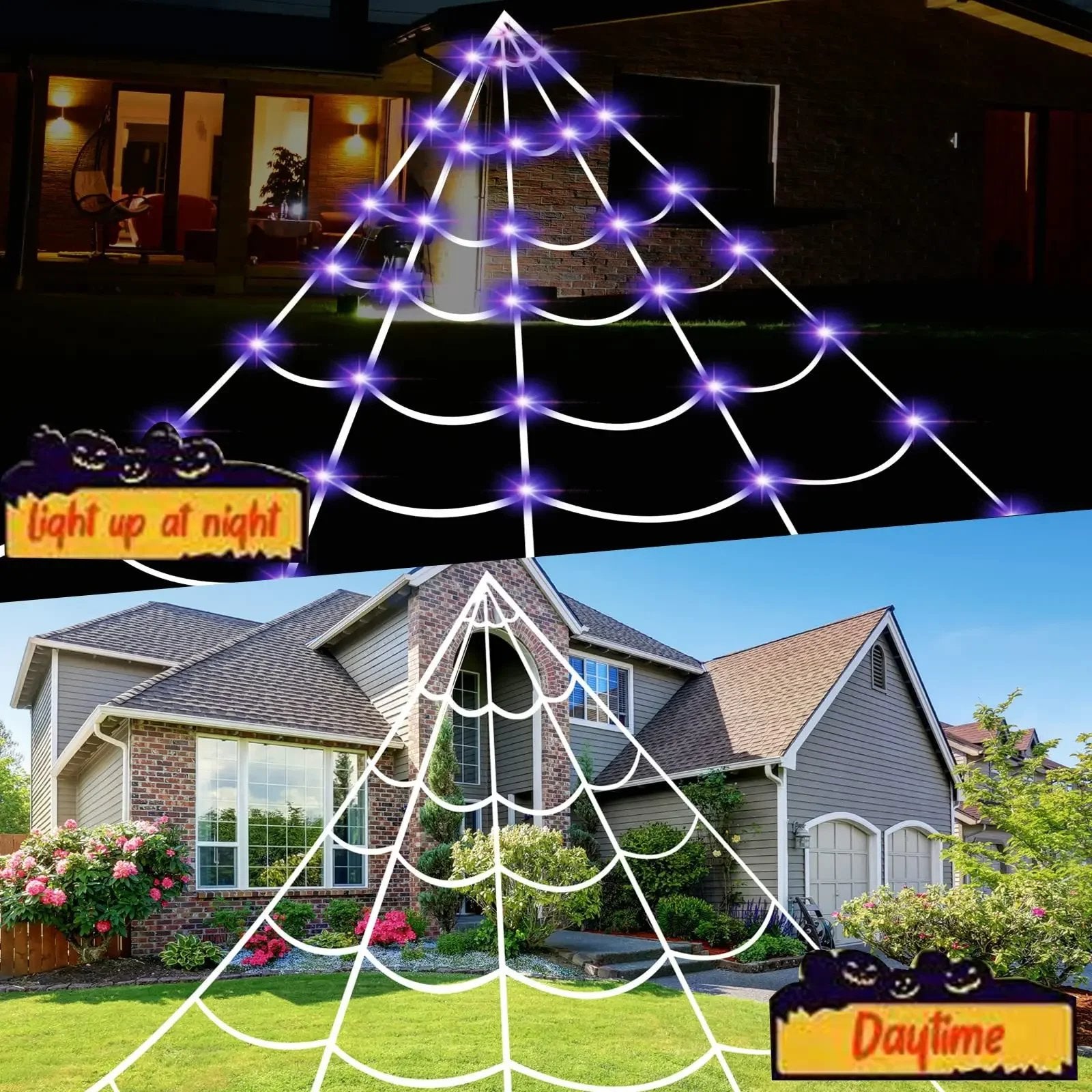 16.4ft Glowing Spider Web Halloween Decoration for Outdoor & Indoor