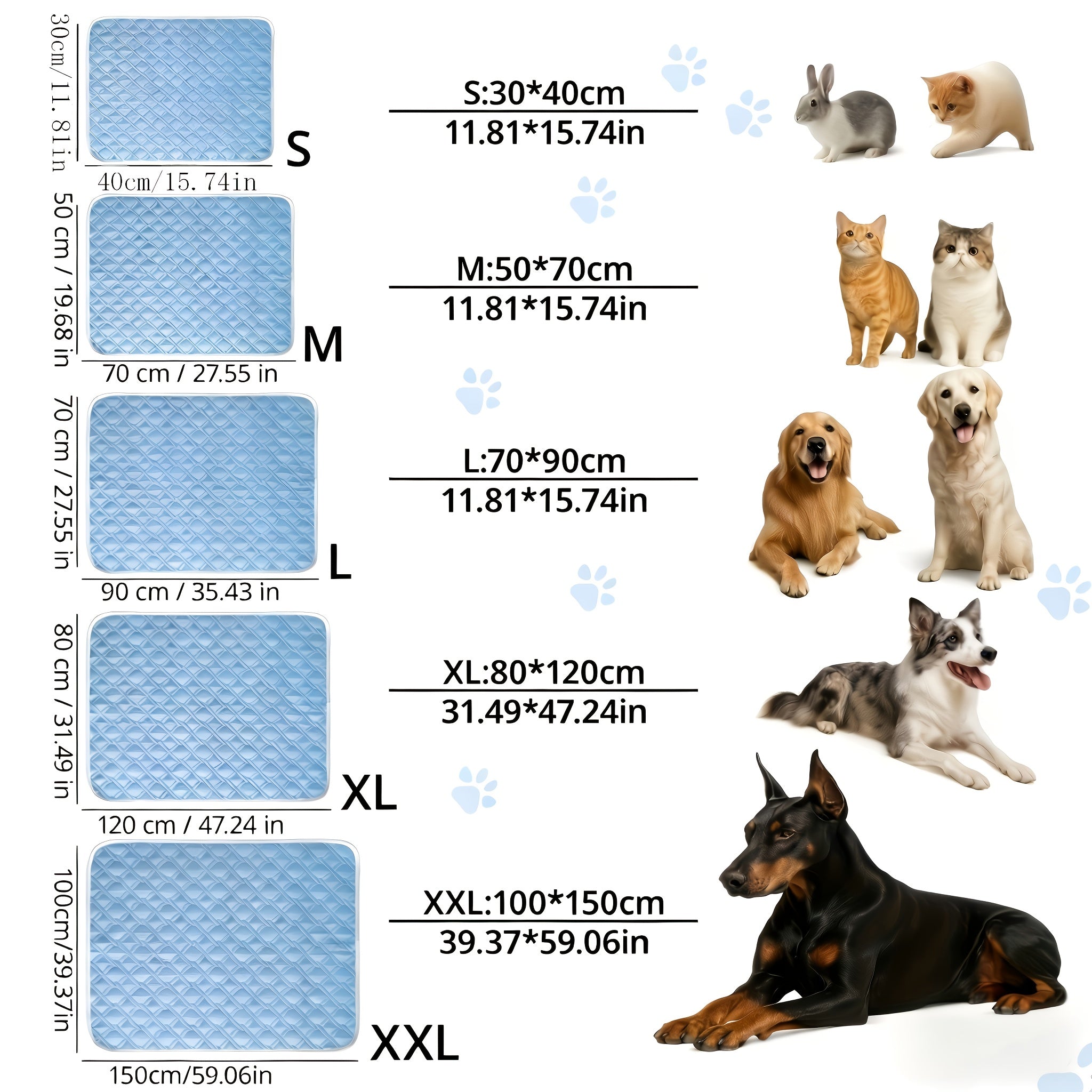Extra-large Pet Cooling Pad - Super Soft Sweat-absorbing Surface | Instant Cooling Throughout the Day for Comfort | Keep Your Pet Cool All Summer! - Suitable for Small, Medium and Large Cats and Dogs, with 5 Sizes to Choose From