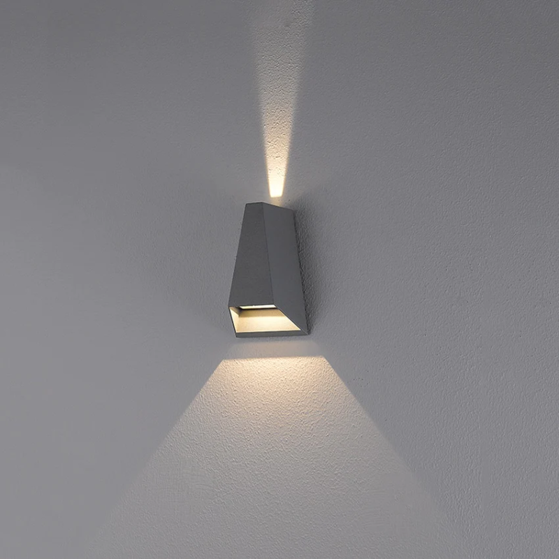 Pyramid Waterproof Outdoor Wall Lamp | IP65 Rated LED Exterior Lighting | Aluminum & Tempered Glass | Black, Gray, White | Warm & Cool White Options | Hardwired & Plug-in