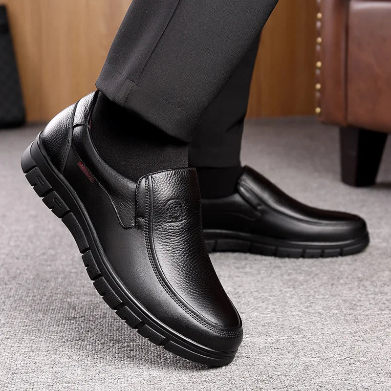 Men's Casual Leather Loafers | Handmade Genuine Leather | Flat Platform Sole | Breathable Comfortable Fit