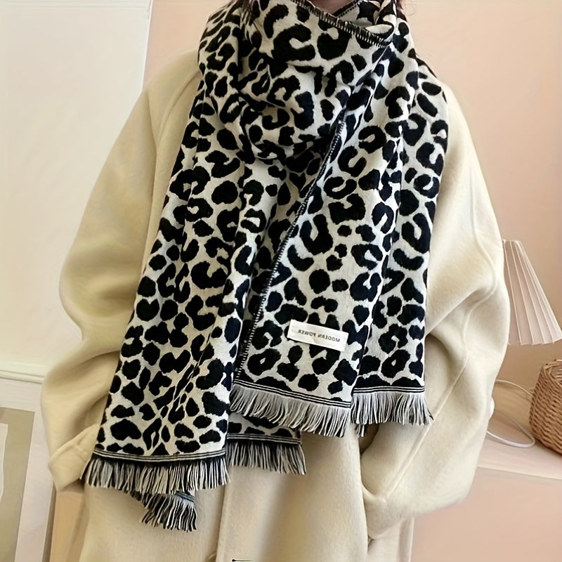 Leopard Print Scarf | Soft Thick | All-Day Warmth | Polyester
