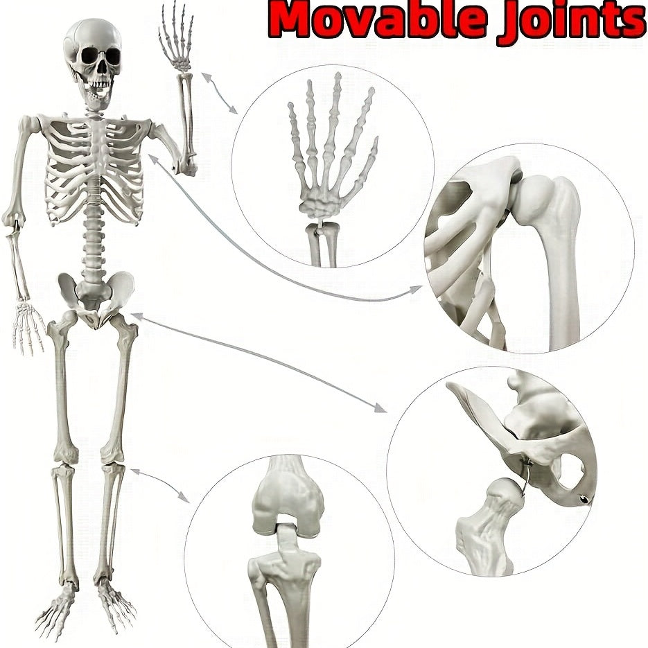 Oversized Halloween Skeleton Decoration with Poseable Joints for Haunted Houses