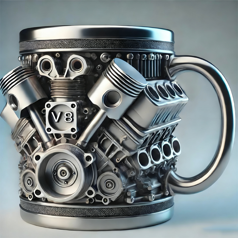 Engine Block Design 3D Mug – Creative Coffee Cup